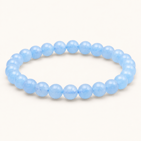 Bracelet en aigue-marine chauffée du Brésil - Perles de 8 mm sur fond Nacre MilAura