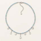 Collier Nuage argenté en aigue-marine 4 mm - 40 à 45 cm