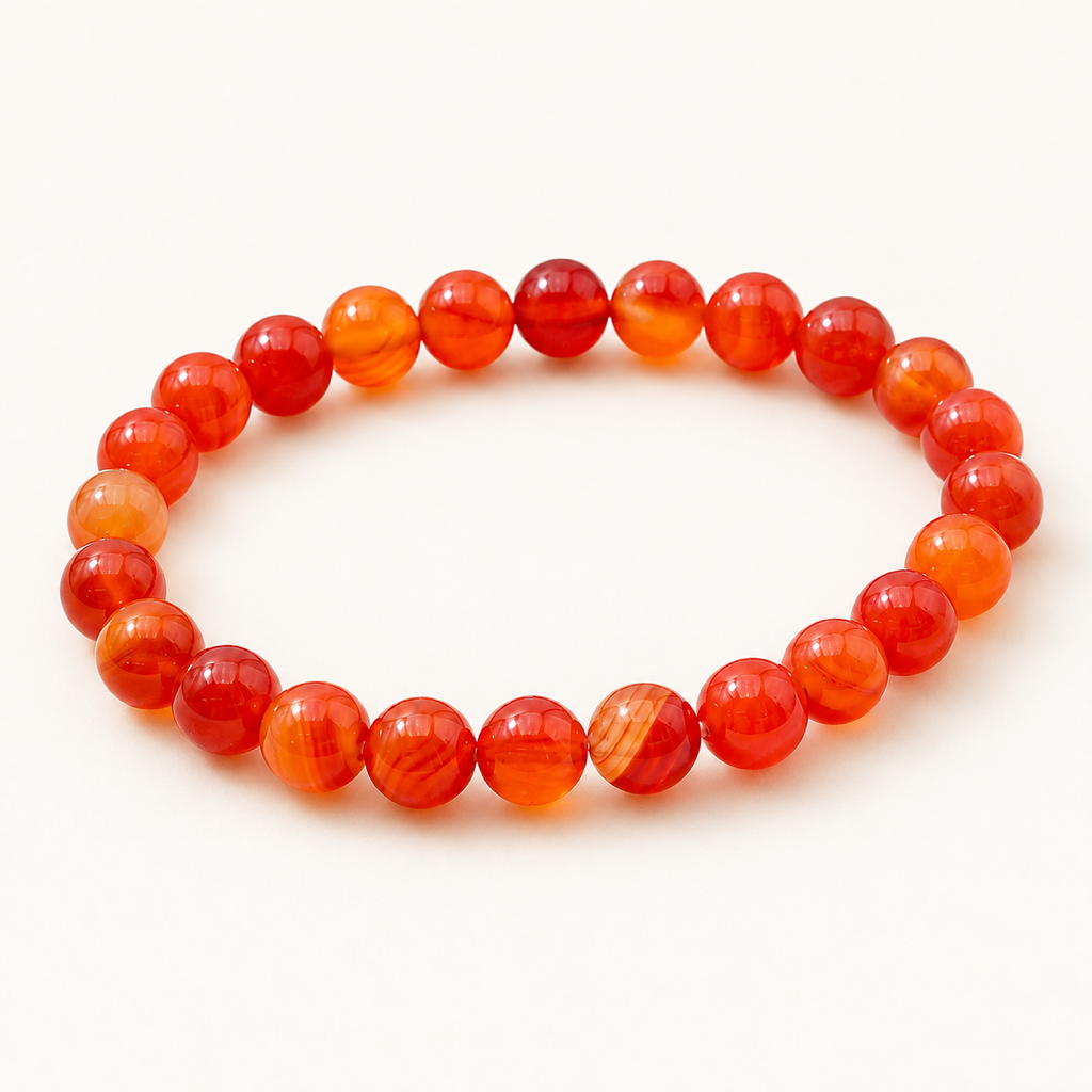 Bracelet en agate bandée - Perles de 8 mm sur fond Nacre MilAura