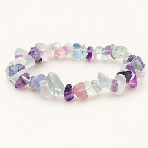 Bracelet baroque en fluorine multicolore - 16 à 18 cm sur fond Nacre MilAura