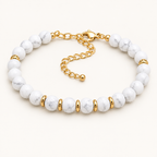 Bracelet Eira doré en howlite blanche 6 mm