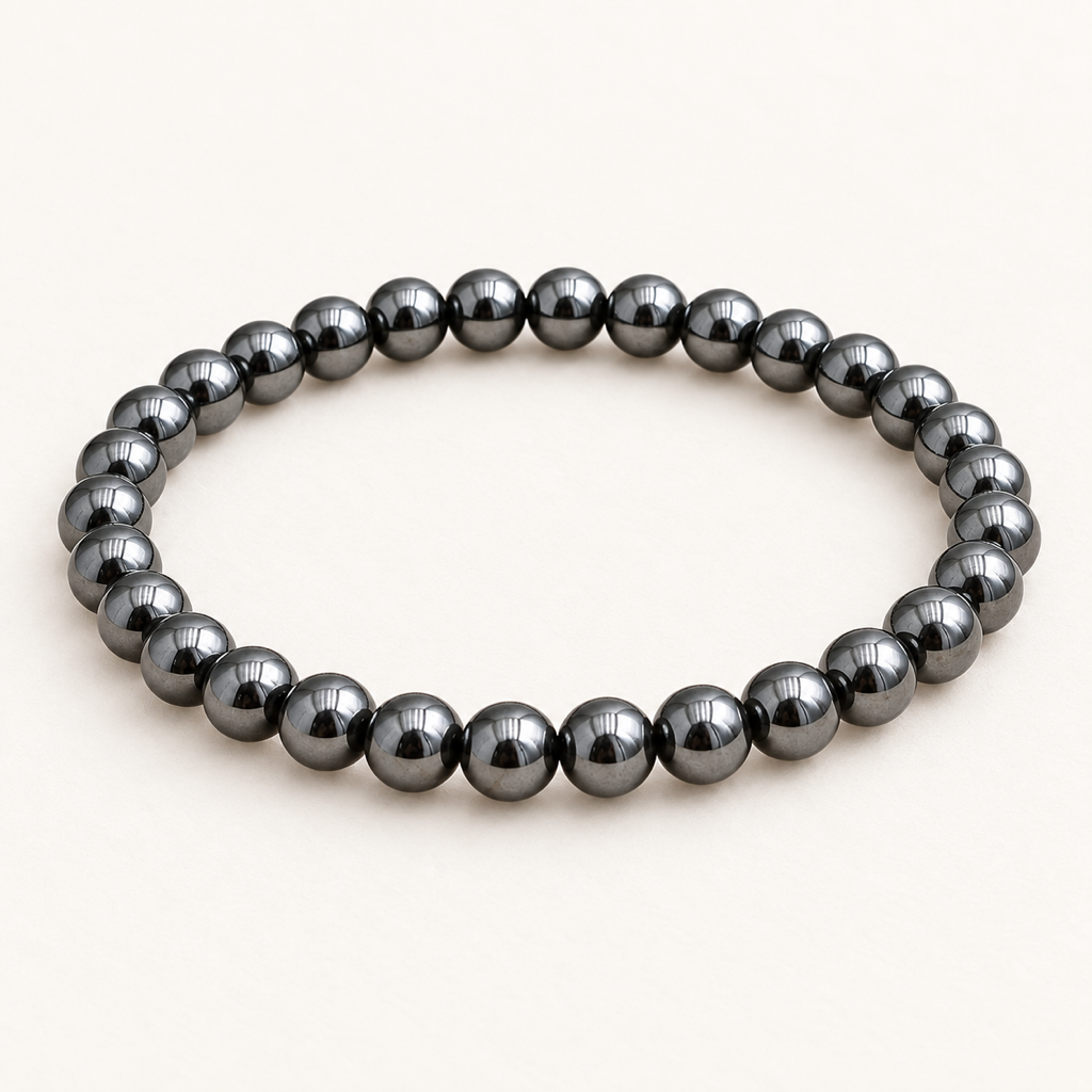 Bracelet en hématite - Perles de 6 mm sur fond Nacre MilAura