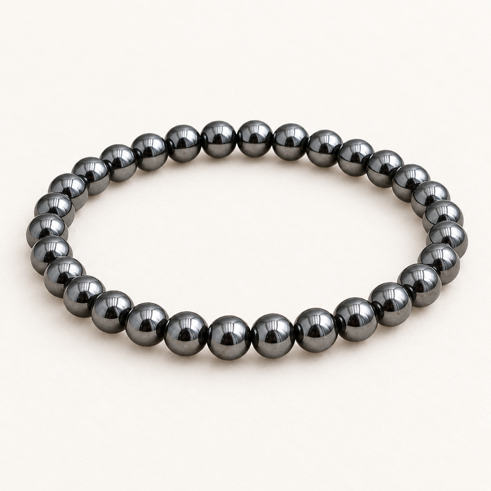 Bracelet en hématite - Perles de 6 mm sur fond Nacre MilAura