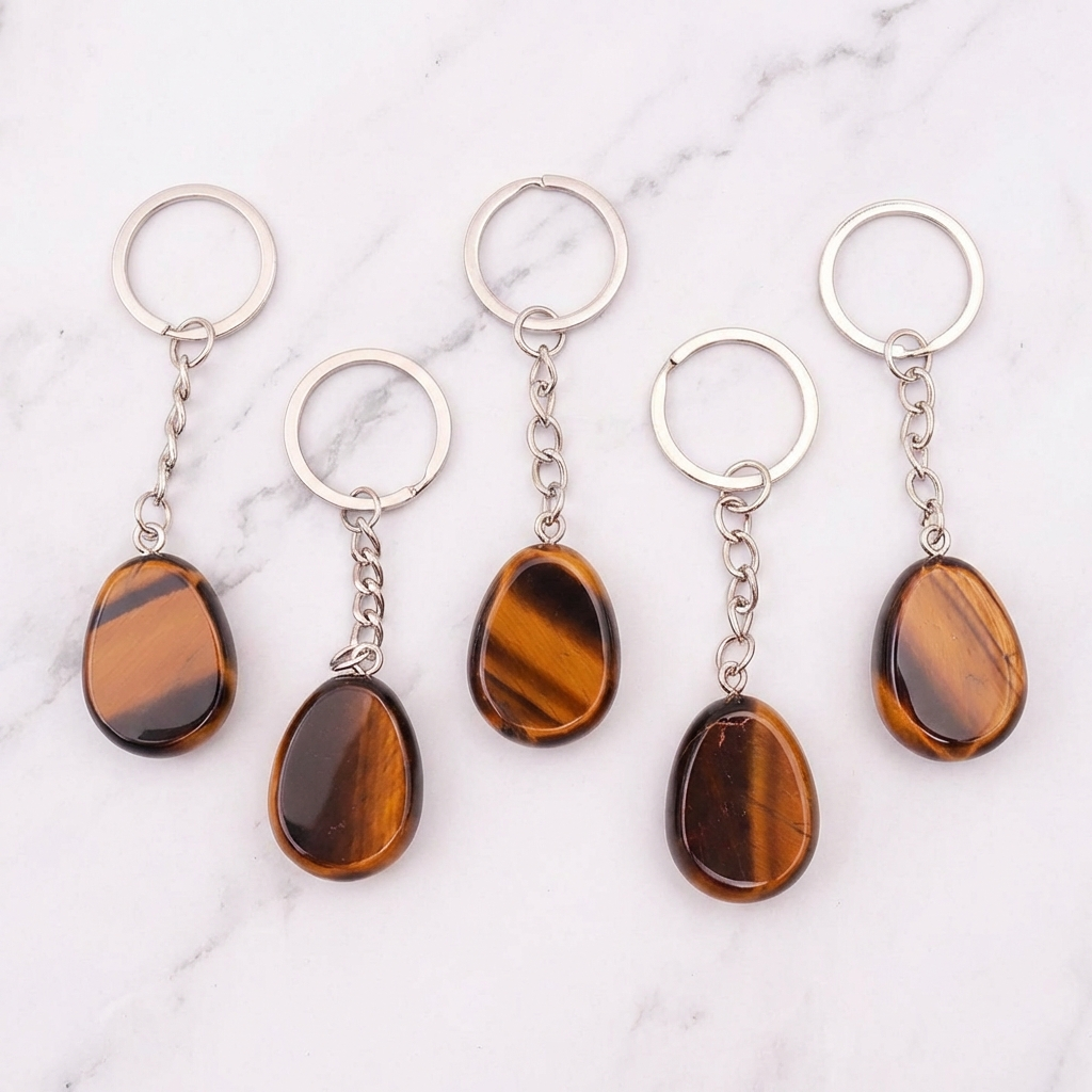 Porte-Clés Œil de Tigre — Photo produit sur marbre