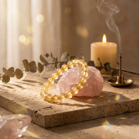 Bracelet Cristal de Roche Rutilé 8mm