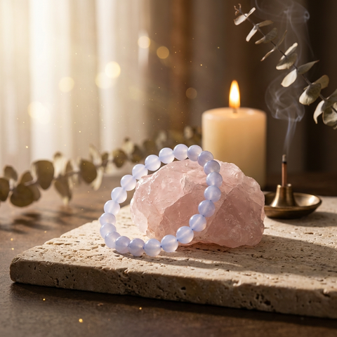 Bracelet Calcédoine Bleue 8mm