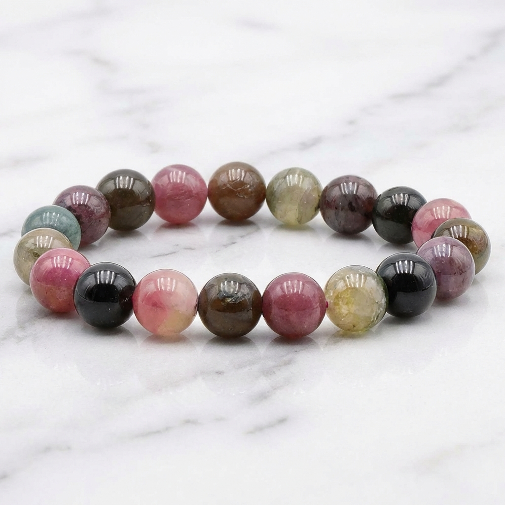 Bracelet Tourmaline Multicolore — Photo produit sur marbre