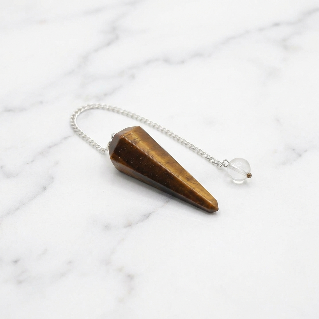 Pendule Œil de Tigre — Photo produit sur marbre