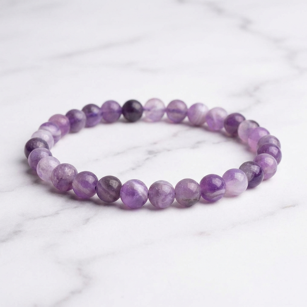 Bracelet Améthyste Rubanée — Photo produit sur marbre
