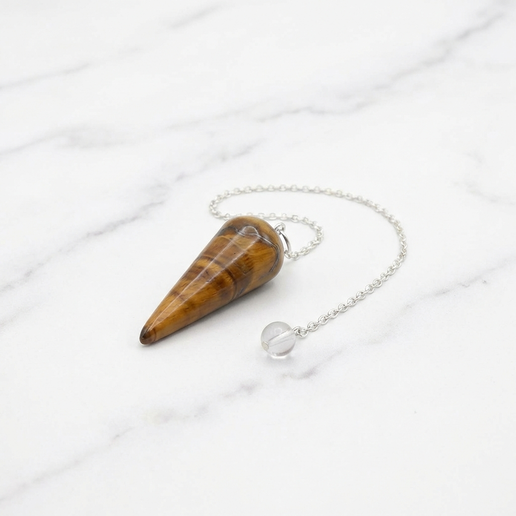 Pendule Œil de Tigre — Photo produit sur marbre