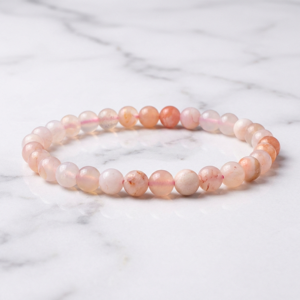 Bracelet Agate Fleur de Cerisier — Photo produit sur marbre