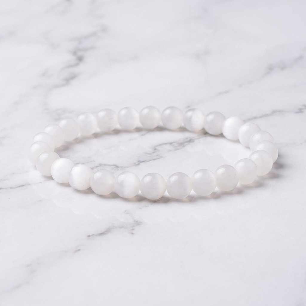 Bracelet Sélénite — Photo produit sur marbre