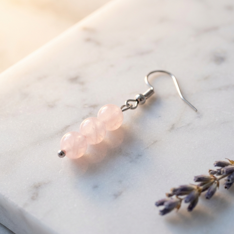 Boucles d'Oreilles Quartz Rose — Photo produit