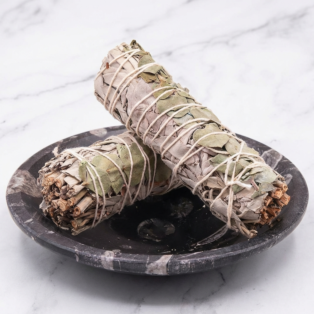 Sauge Blanche Eucalyptus — Photo produit sur marbre