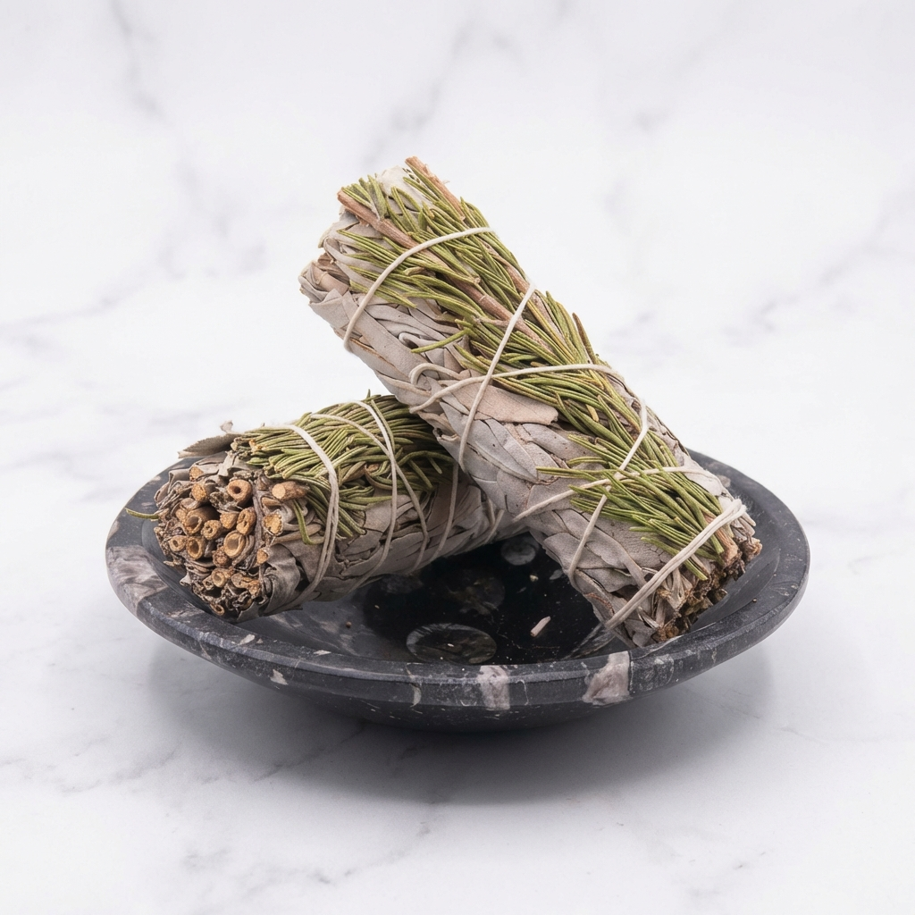 Sauge Blanche Et Romarin — Photo produit sur marbre