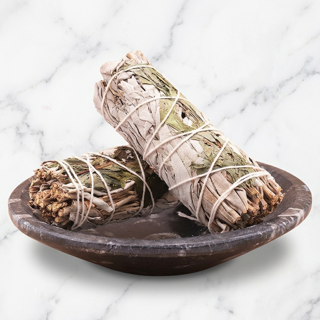 Sauge Blanche et Menthe — Photo produit sur marbre