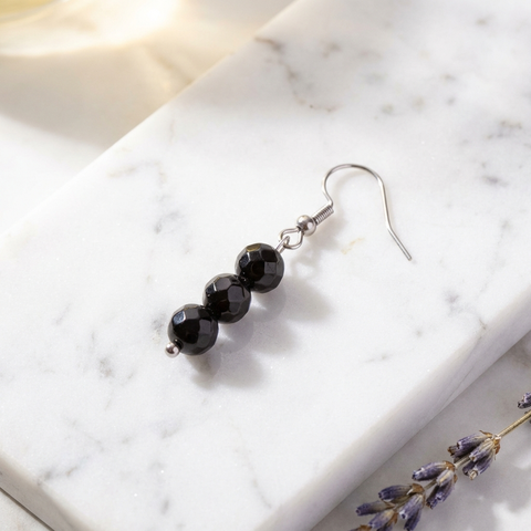 Boucles d'Oreilles Obsidienne — Photo produit