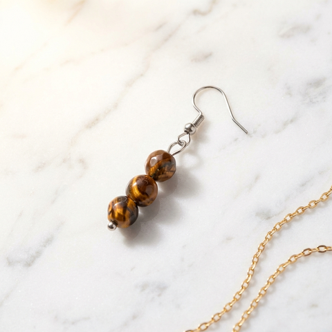 Boucles d'Oreilles Œil de Tigre — Photo produit