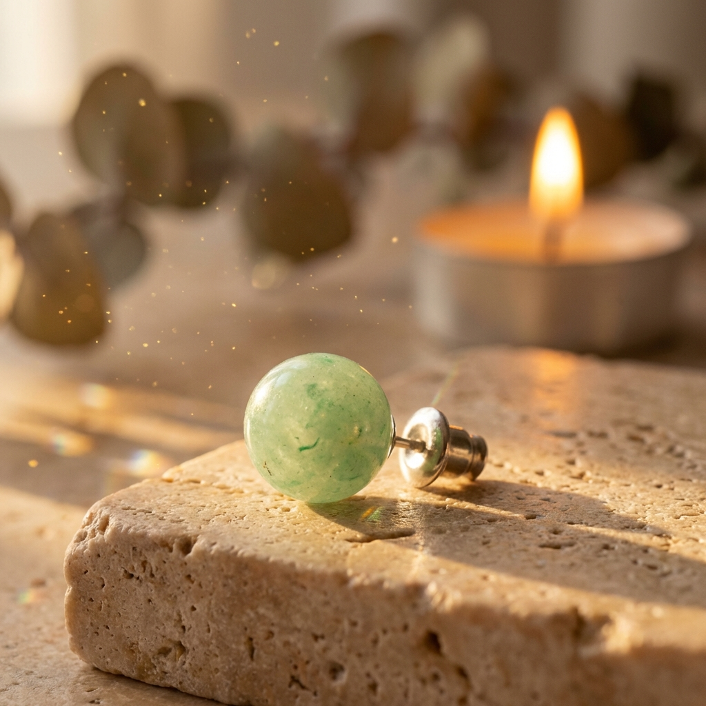Boucles d'Oreilles Aventurine — Photo lifestyle MilAura
