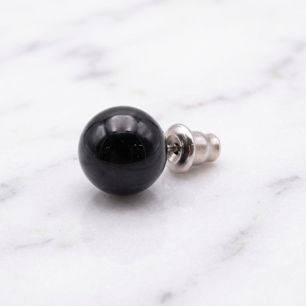 Boucles d'Oreilles Obsidienne Noire — Photo produit sur marbre