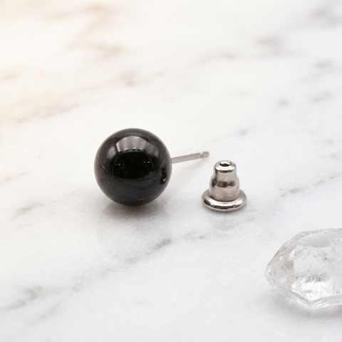 Boucles d'Oreilles Obsidienne Noire — Photo produit