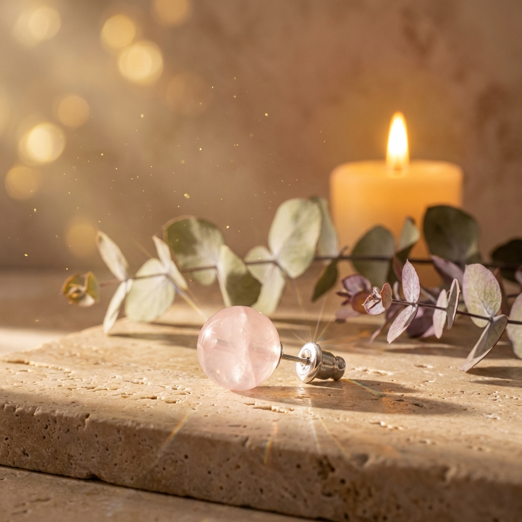 Boucles d'Oreilles Quartz Rose — Photo lifestyle MilAura