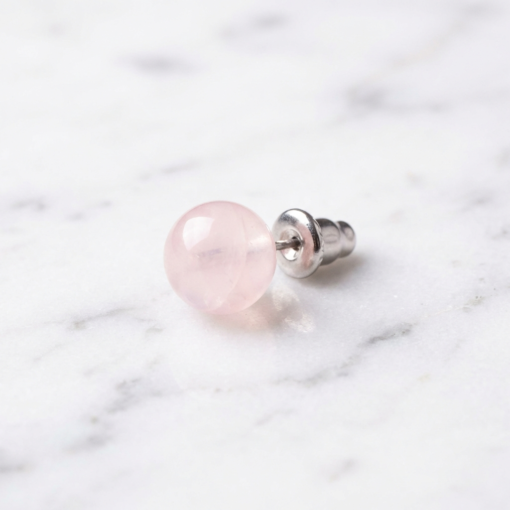 Boucles d'Oreilles Quartz Rose — Photo produit sur marbre