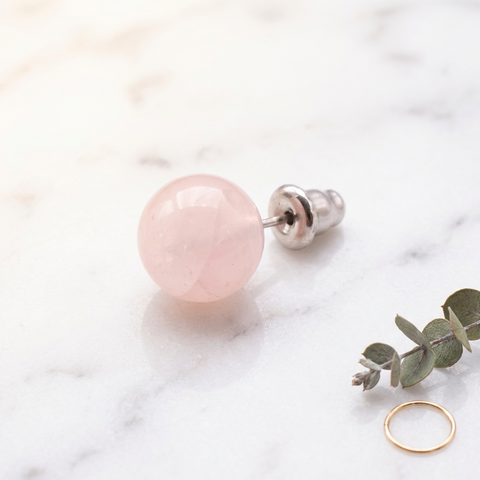 Boucles d'Oreilles Quartz Rose — Photo produit