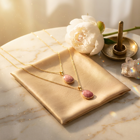 Pendentif Rhodonite Serti Ovale