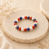 Bracelet supporter France tricolore classique en pierres naturelles