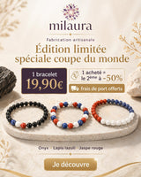 Bracelet supporter français tricolore en lapis lazuli howlite et jaspe rouge