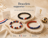 Duo bracelets supporter France bleu blanc rouge en pierres naturelles
