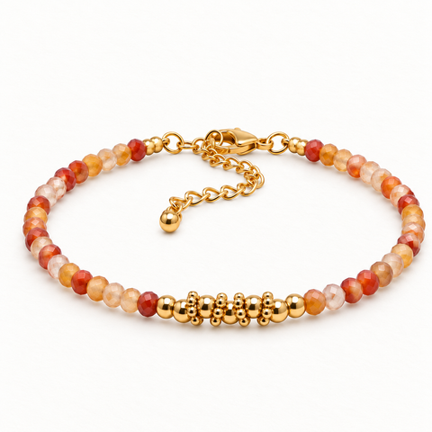Bracelet doré en cornaline facettée