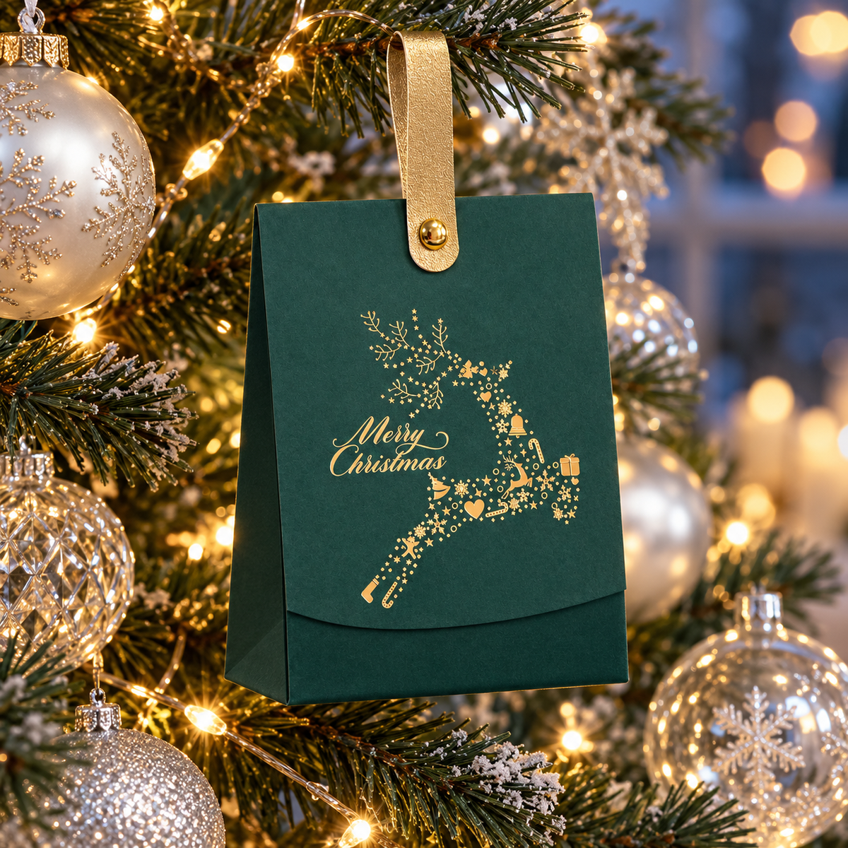 Écrin de Noël Sérénité, bracelet en améthyste : Dans le sapin décoré