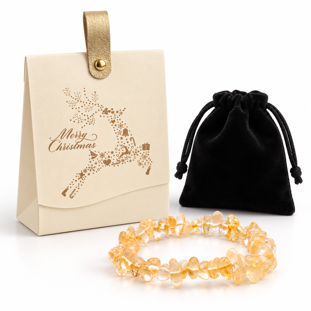 Écrin de Noël Énergie, bracelet en citrine chauffée : Composition du cadeau