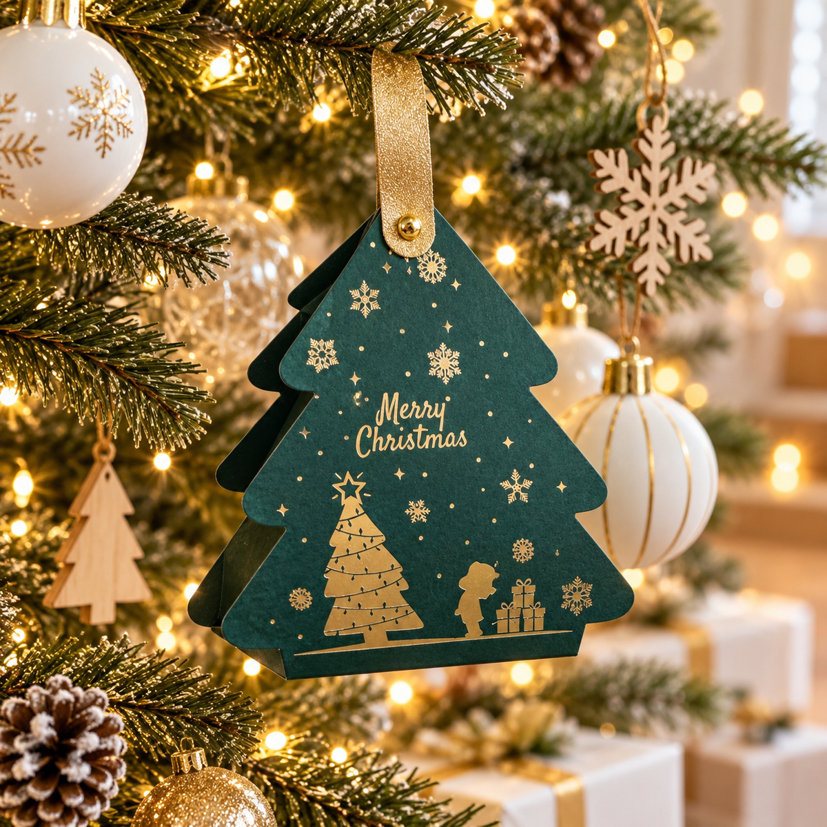 Écrin de Noël Clarté, bracelet en sodalite : Dans le sapin décoré