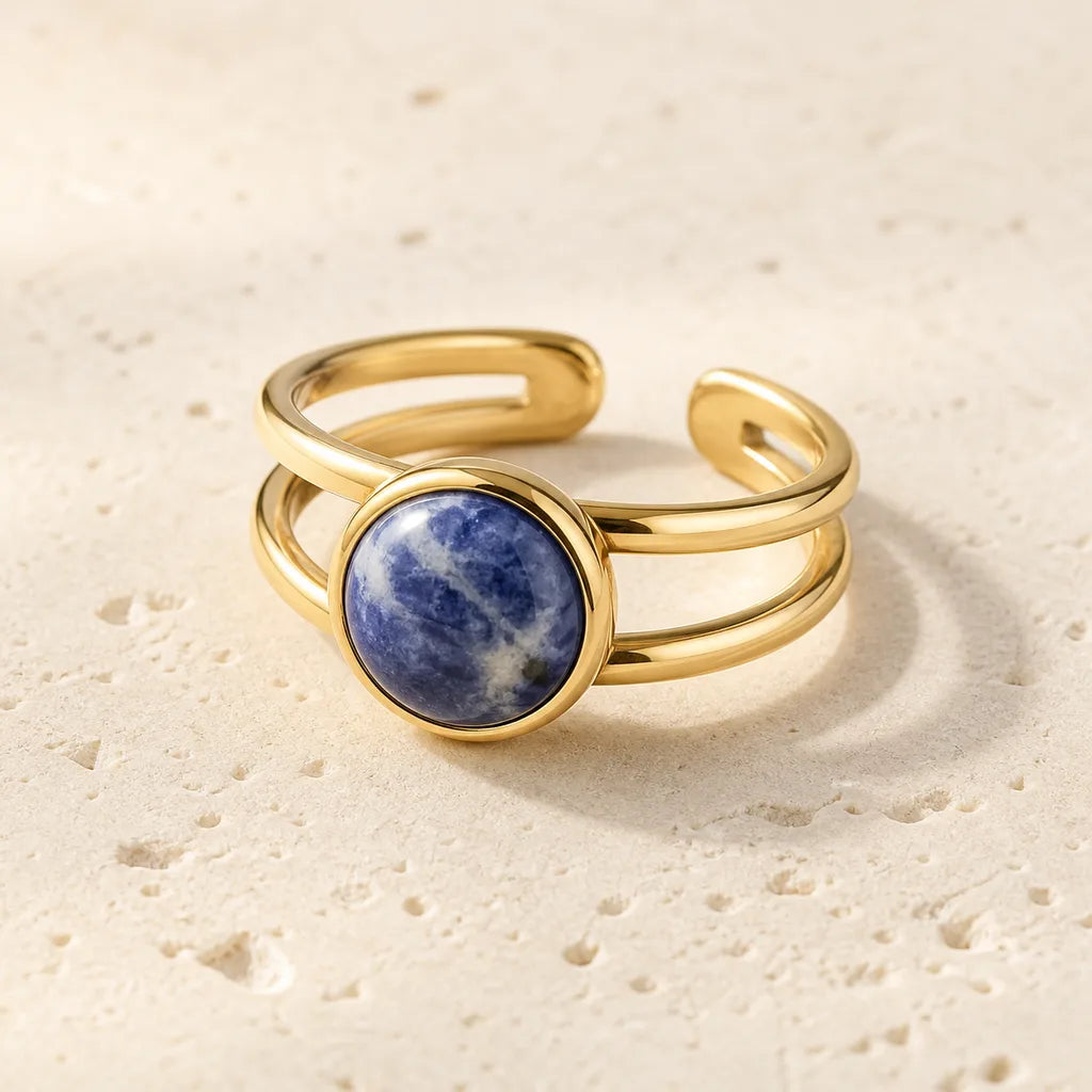 Bague dorée en sodalite