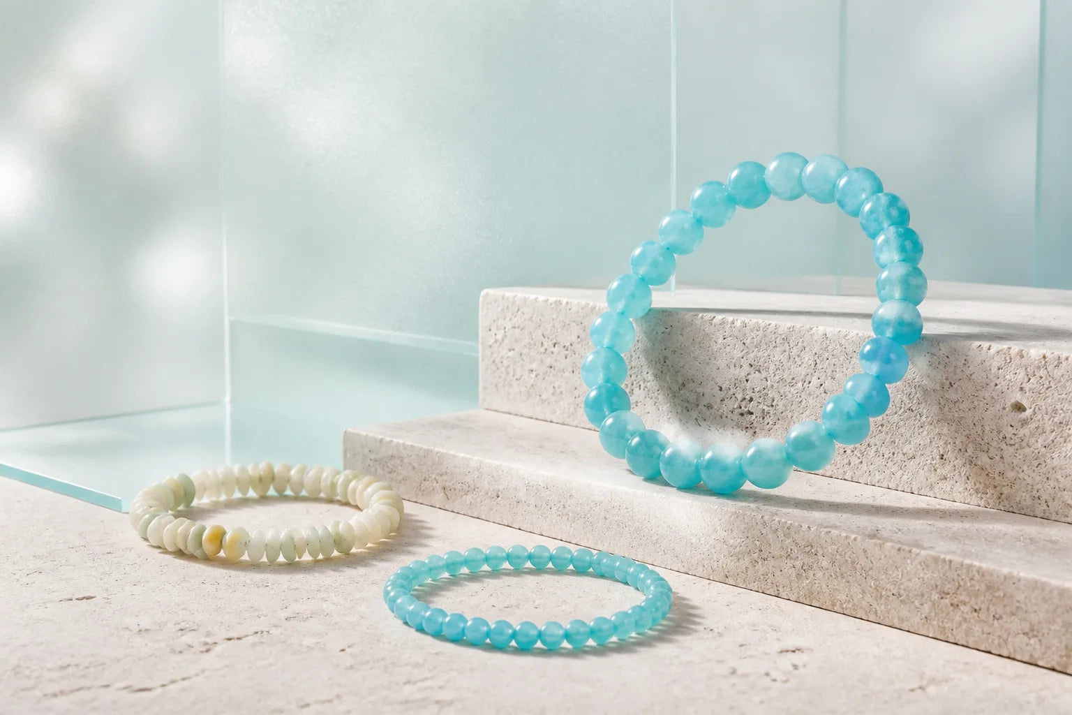 Bracelet en amazonite des États-Unis - Perles de 6 mm