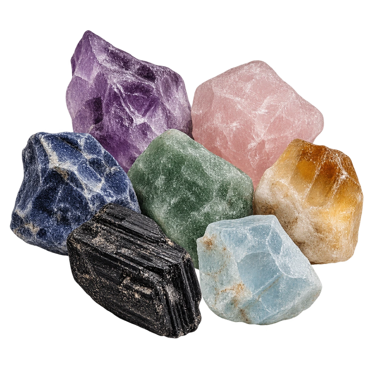 Composition de minéraux bruts aux couleurs naturelles