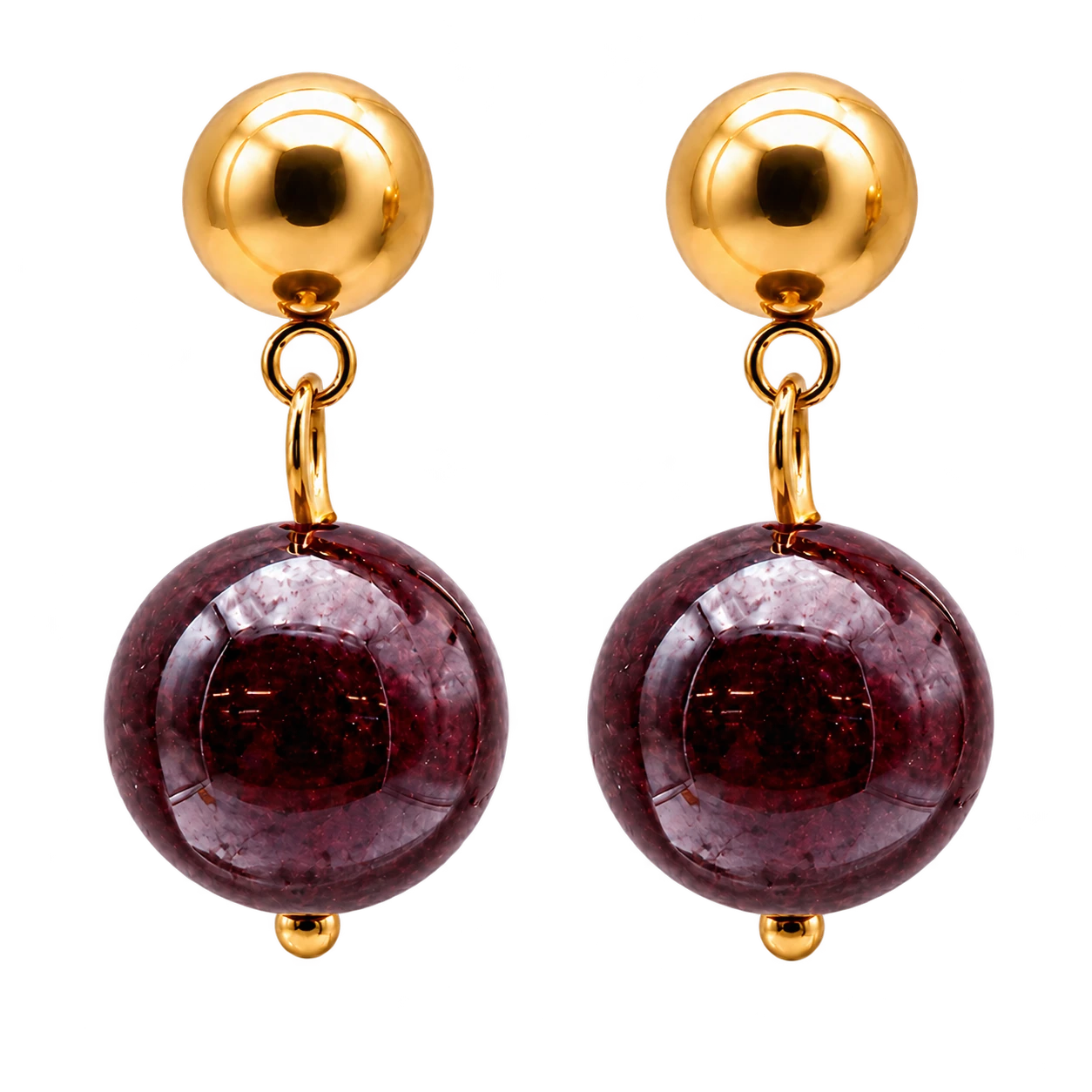 Boucles d'oreilles pendantes en grenat rouge 12 mm